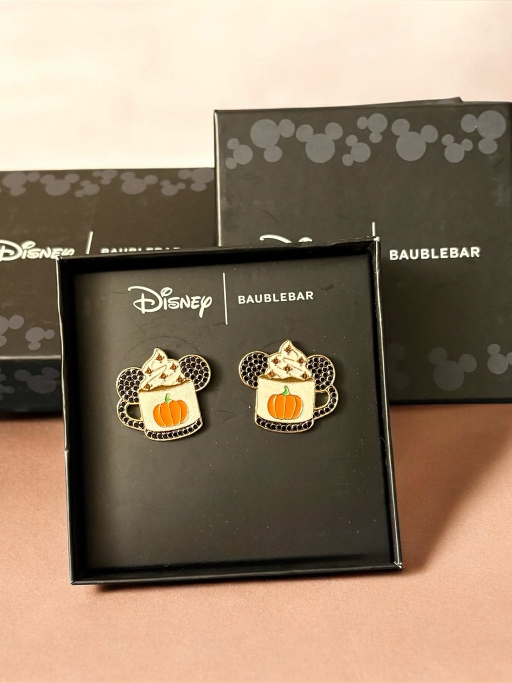 NIB Disney x BaubleBar Pumpkin Spice Latte Earrings ✨ Fall Mickey Mug Studs 🎃